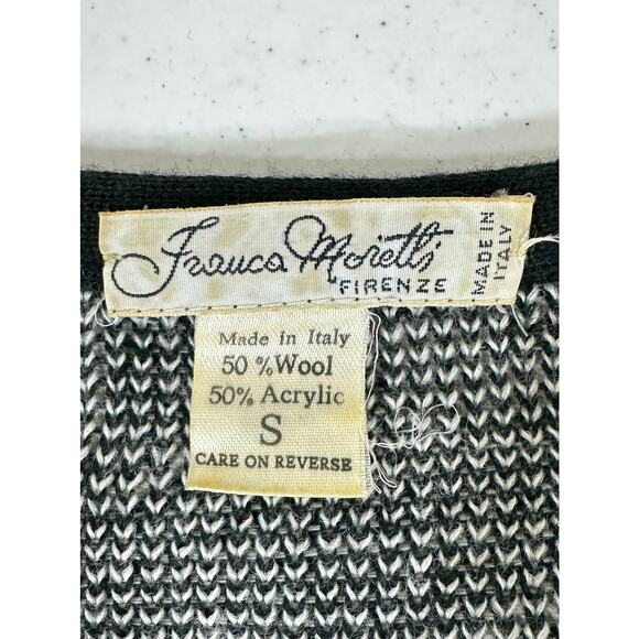 Franco Moretti Firenze Wool Blend Sweater Size Small Made in Italy Black White - Picture 3 of 7